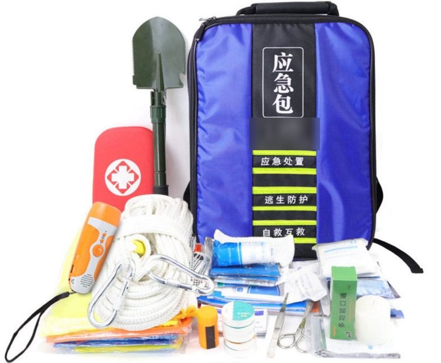 Kit zaino di emergenza per 5 persone, 113 articoli (blu)