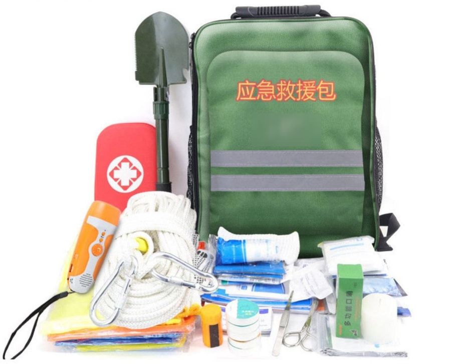 Kit zaino di soccorso di emergenza per 5 persone, 113 articoli (verde)
