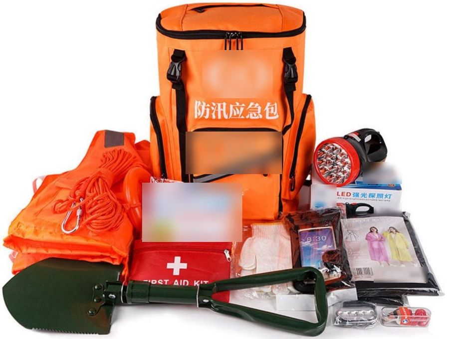 Kit zaino di emergenza per alluvioni con pochette di pronto soccorso (arancione)