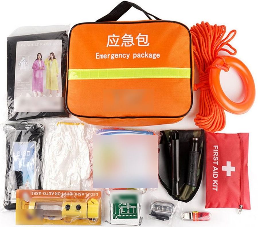 Borsa kit di emergenza con salvagente anulare da lancio (arancione)