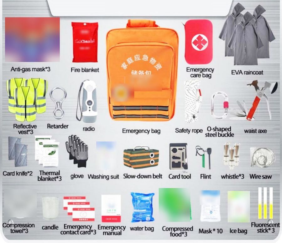 Zaino di forniture di emergenza domestiche, set famiglia (arancione)