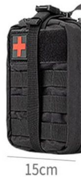 Pochette tactique de premiers secours et de survie, noire, 17 types d'articles