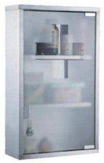 Armoire à pharmacie en acier inoxydable avec porte vitrée, 45 cm