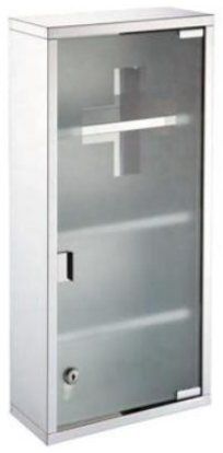 Armoire à pharmacie en acier inoxydable avec porte vitrée, 57 cm