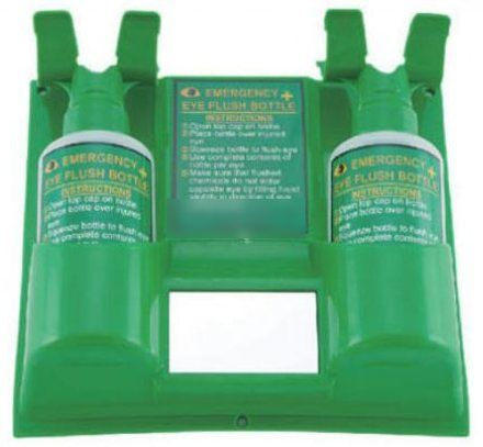 Station murale de rinçage oculaire avec capots de flacon, 2 × 500 ml