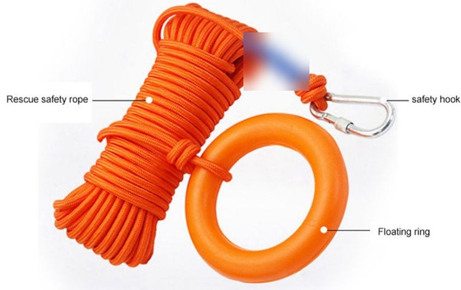 حبل إنقاذ عائم للرمي مع حلقة، 8 mm × 20 m